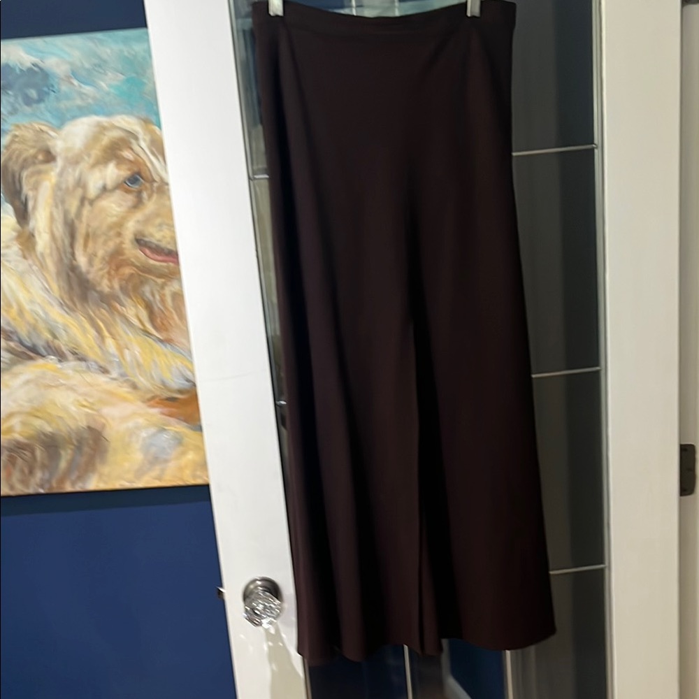 DKNY Dark Brown Sleek Maxi Skirt with deep front slit